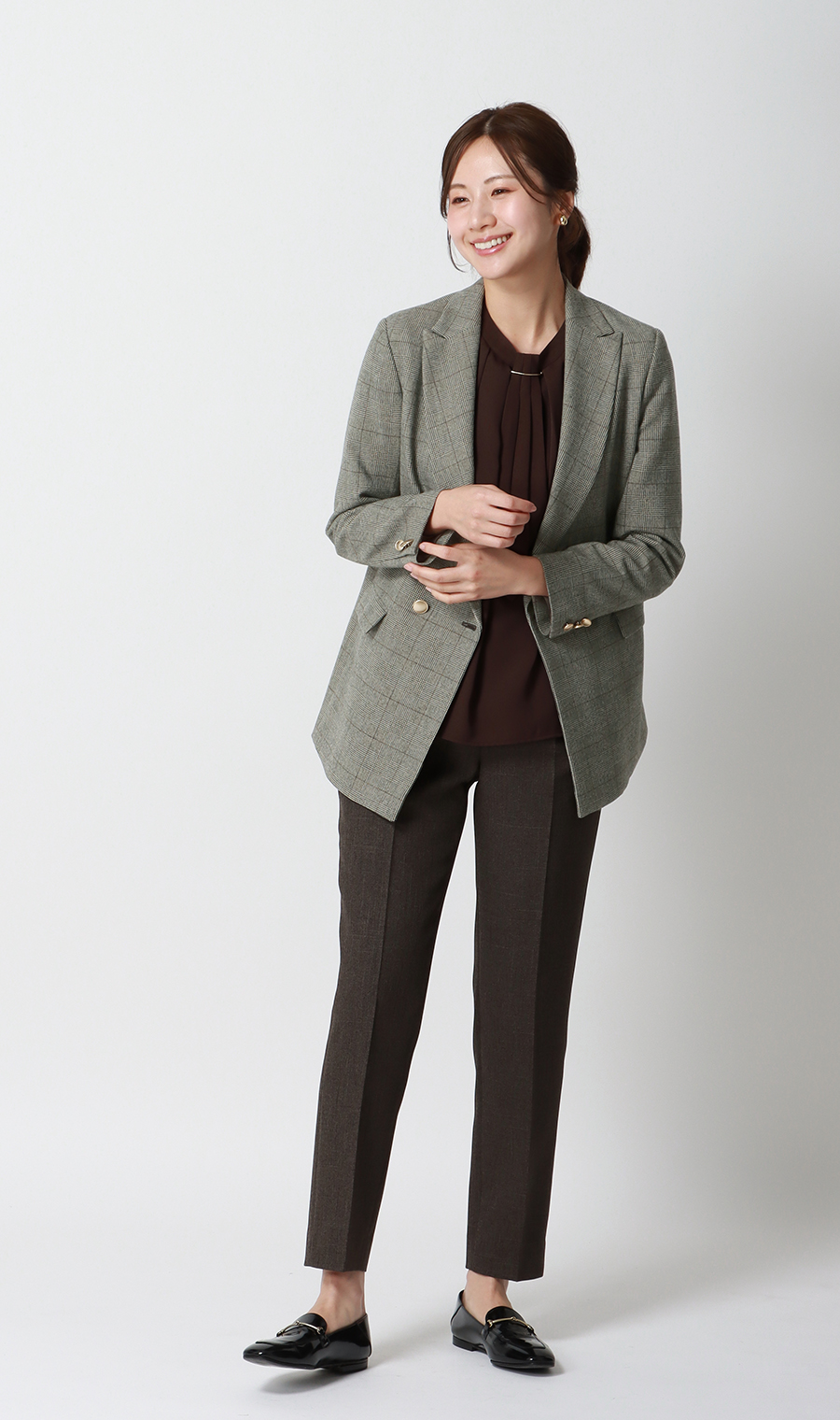 2扣雙夾克棕色M