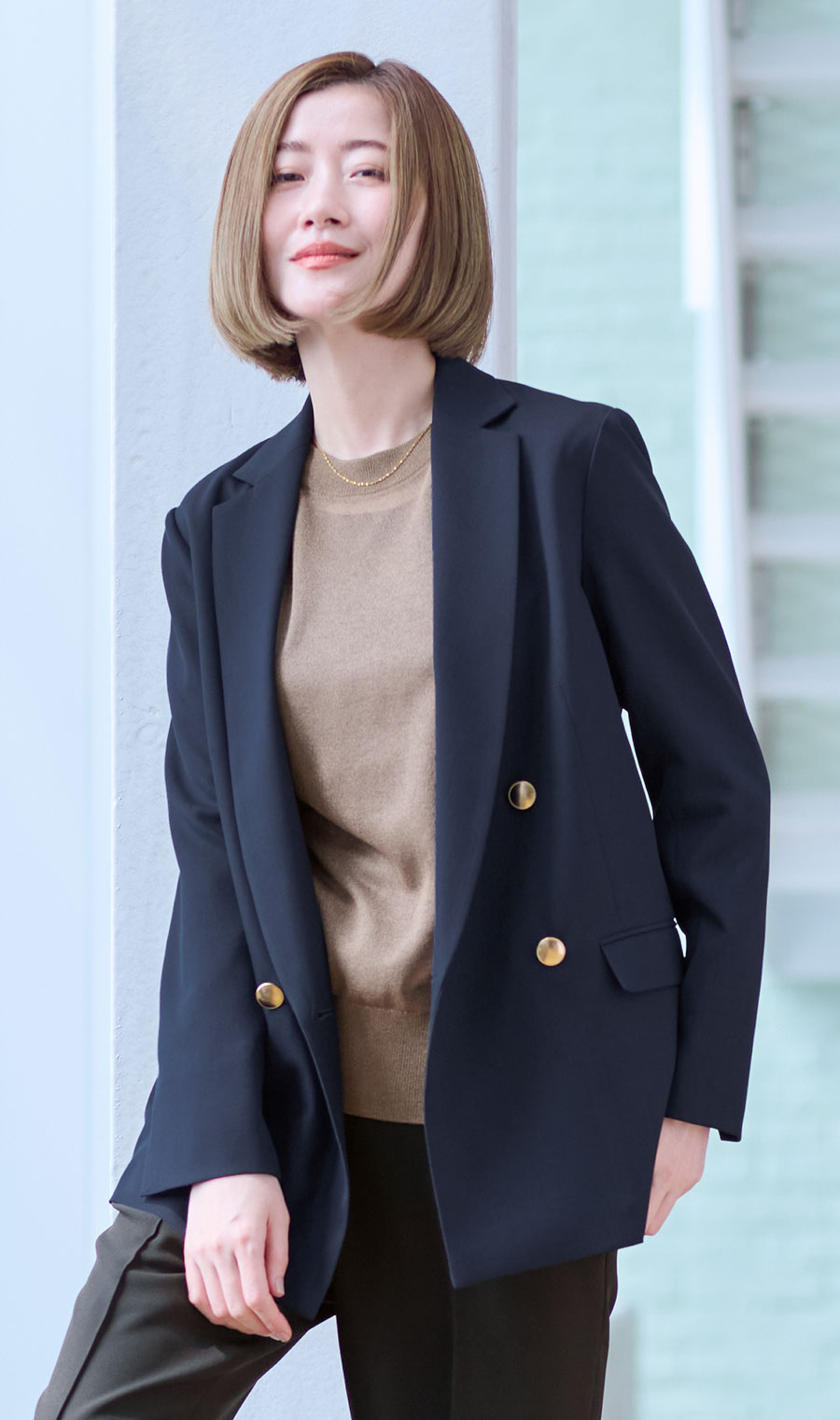 4ボタンダブルジャケット【紺ブレザー】 (AJW5532-C) | ANCHOR WOMAN