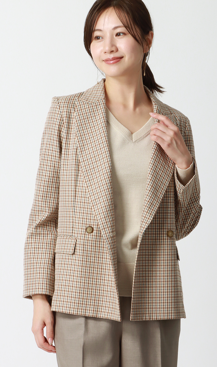 2ボタンダブルジャケット【ウォッシャブル】 (AJW5554-E