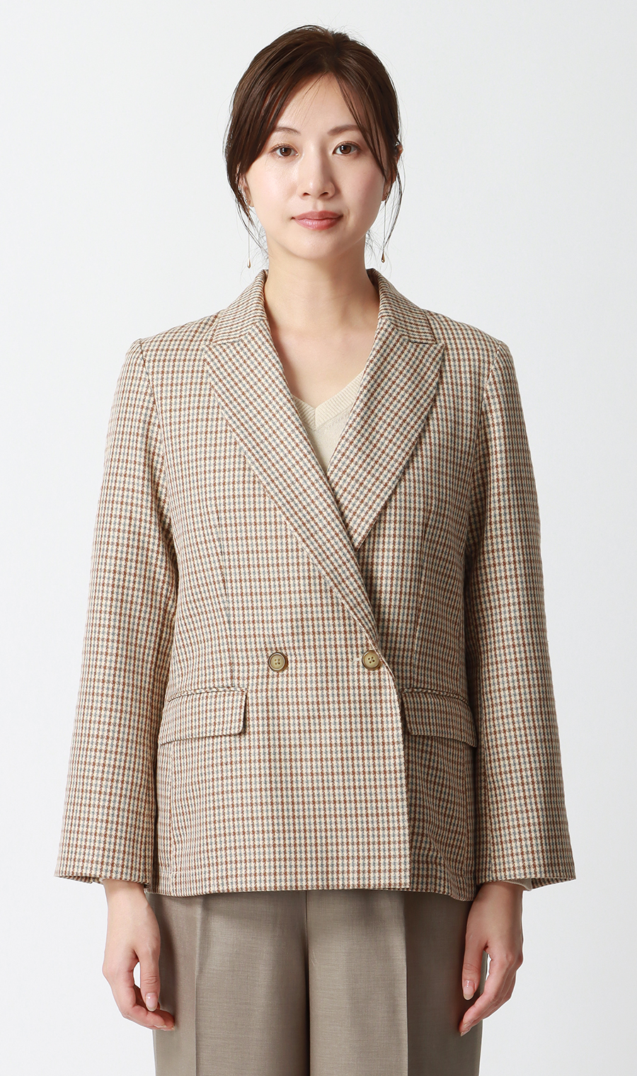 春たん 2ボタンダブルジャケット【ウォッシャブル】 (AJW5554-E