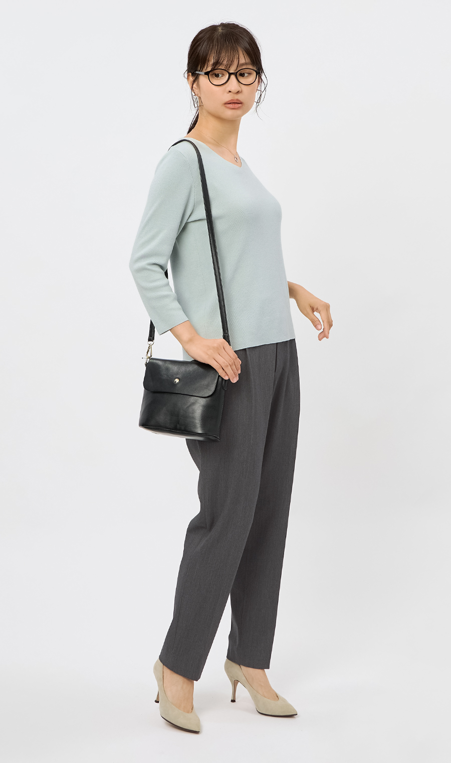 テーパードパンツ【裏起毛】【裾上げ済み】 チャコール S