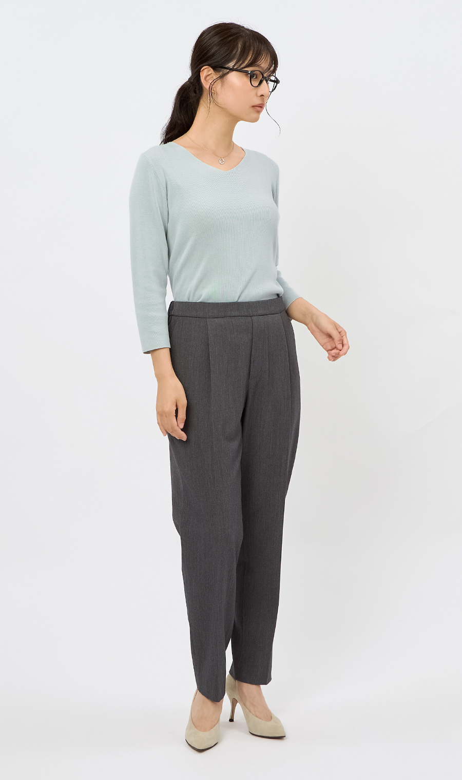 テーパードパンツ【裏起毛】【裾上げ済み】 チャコール S