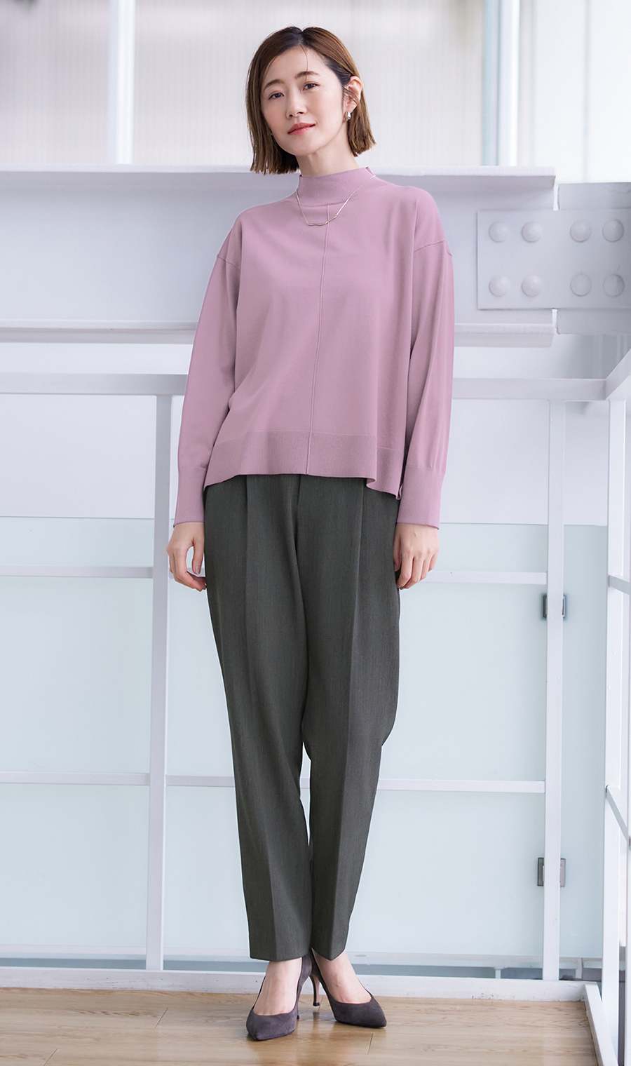 テーパードパンツ【裏起毛】【裾上げ済み】 チャコール S