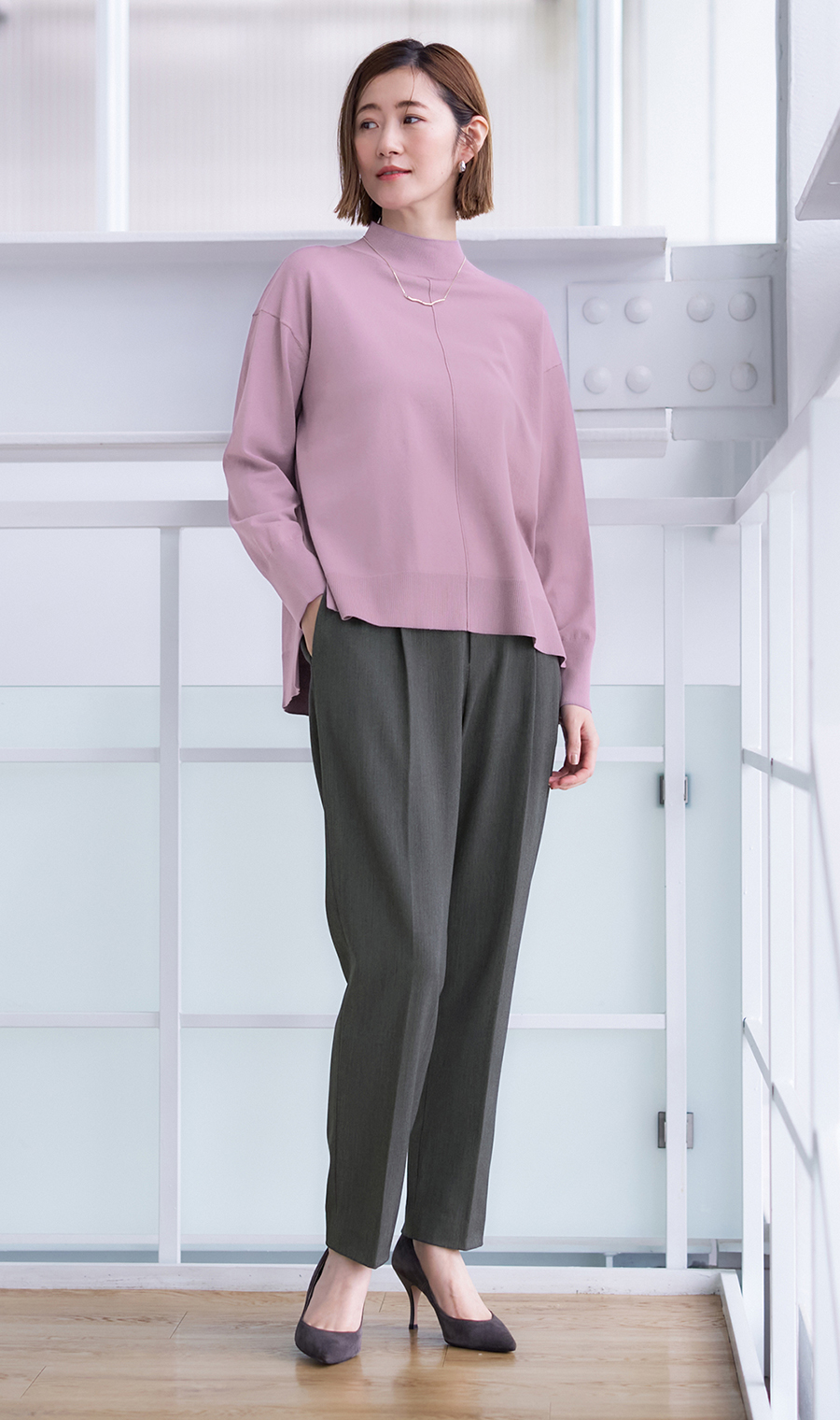 テーパードパンツ【裏起毛】【裾上げ済み】 チャコール S