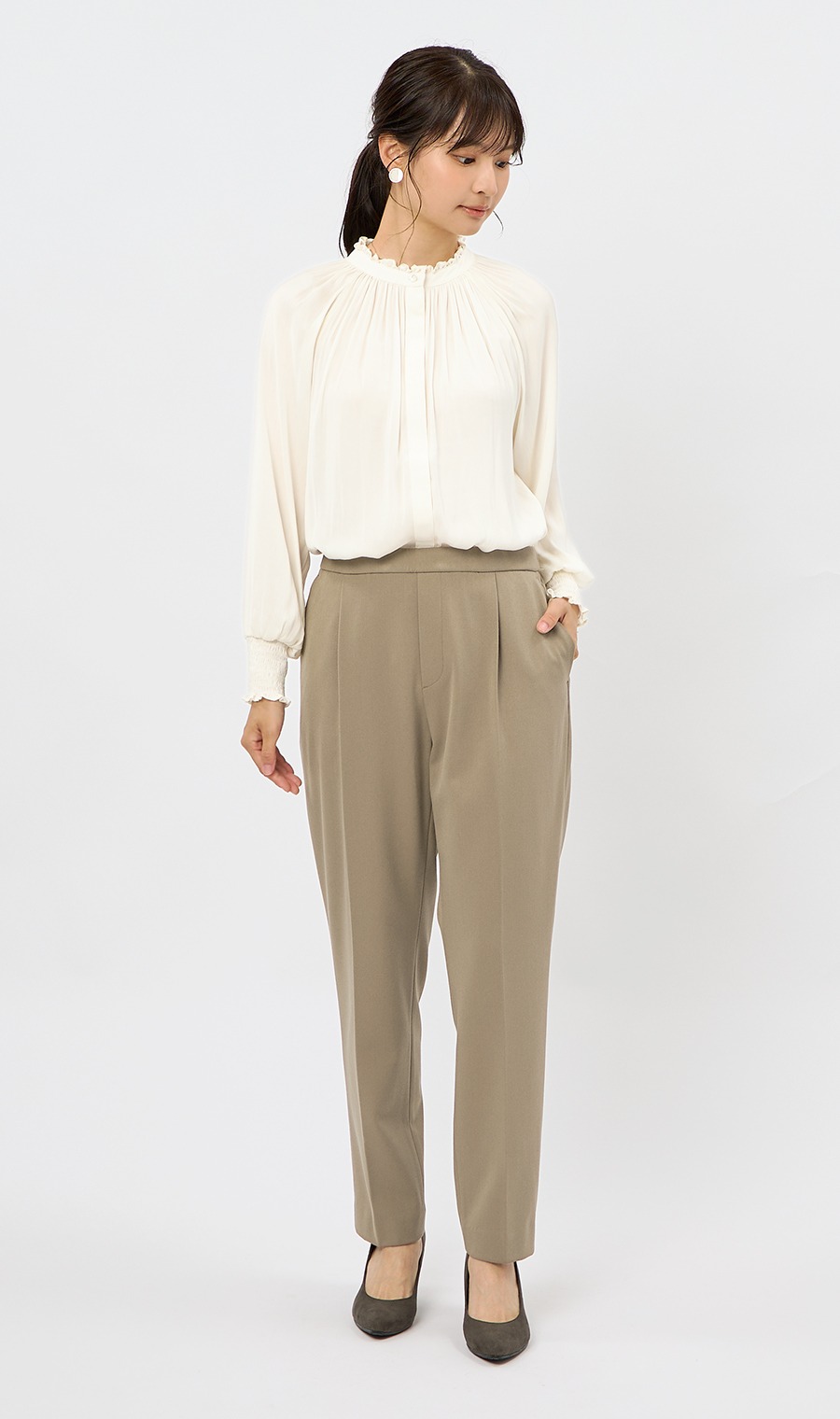 テーパードパンツ【裏起毛】【裾上げ済み】 モカ S