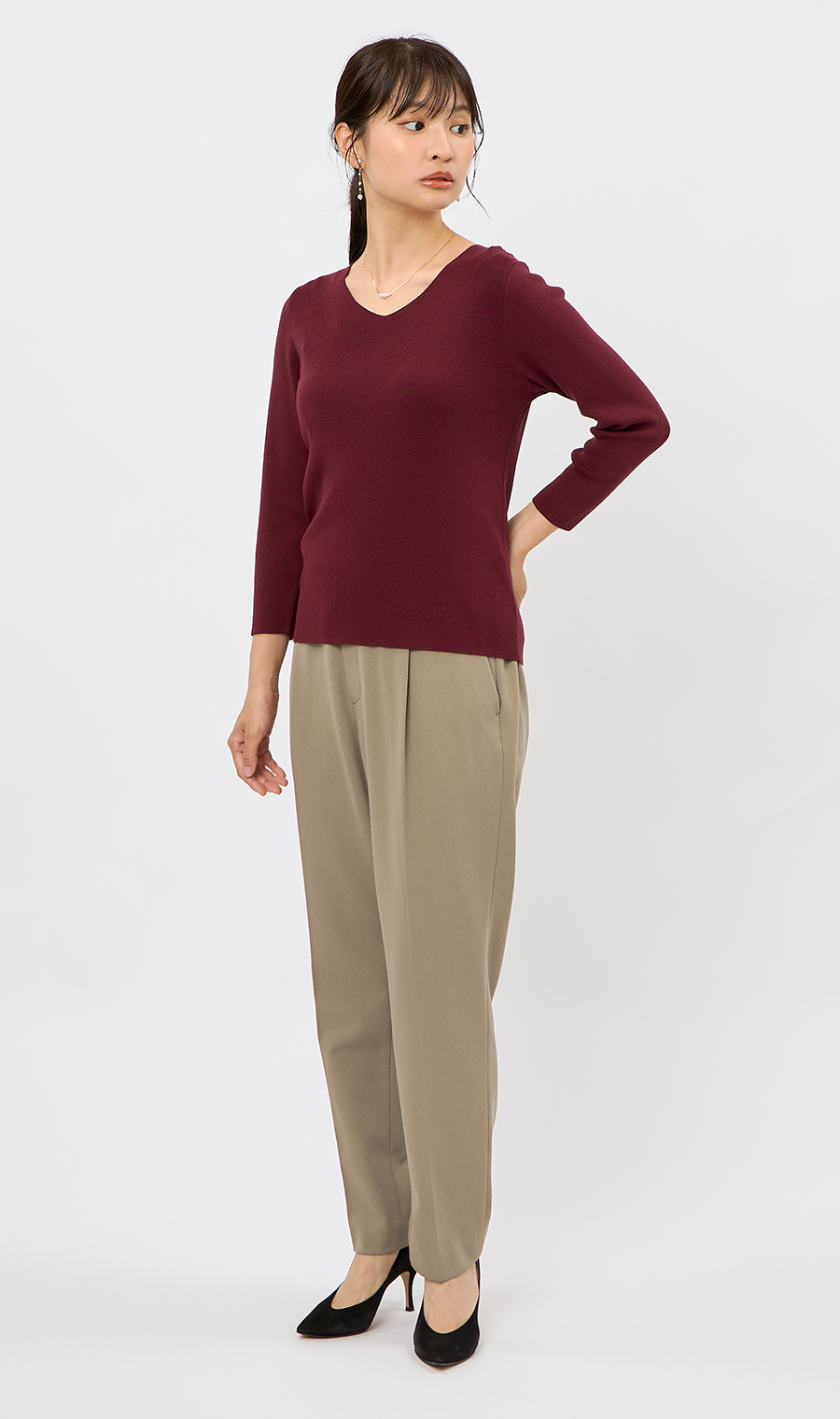 テーパードパンツ【裏起毛】【裾上げ済み】 モカ S