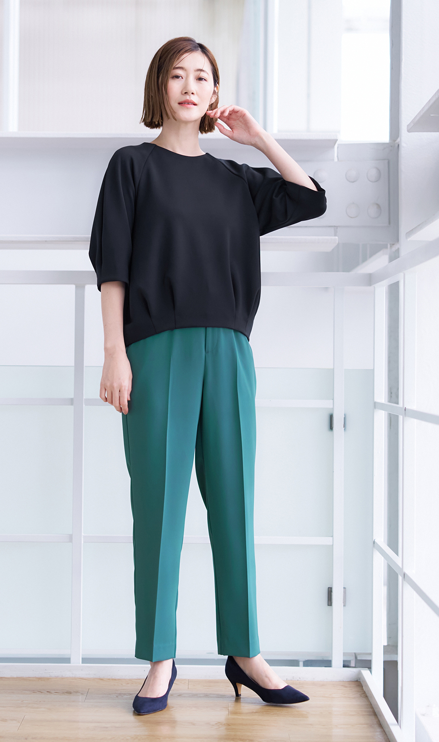 わたしの推しパン【テーパードパンツ】【裾上げ済み】 グリーン S