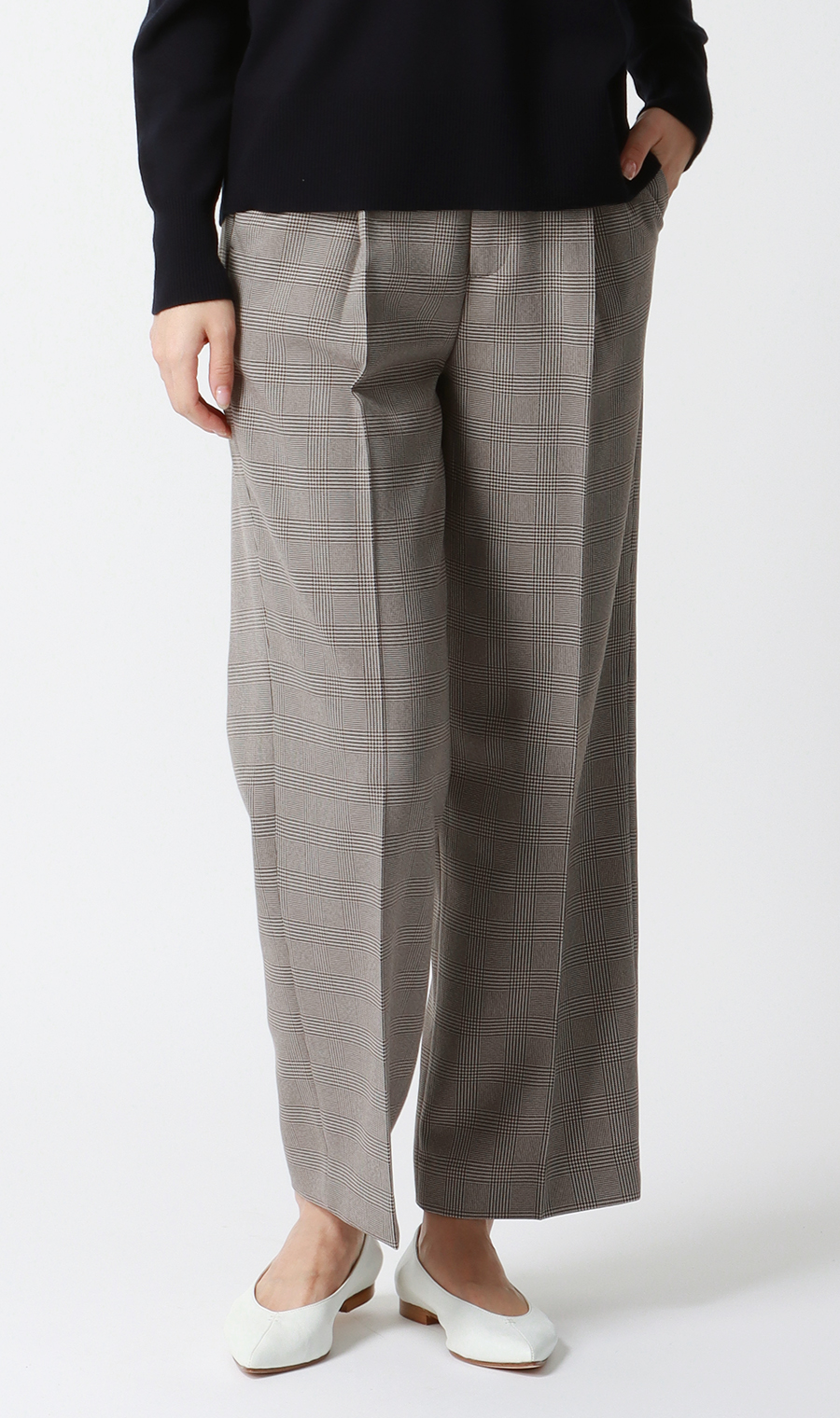 ワンタックセミワイドパンツ【裾上げ済み】 グレー S