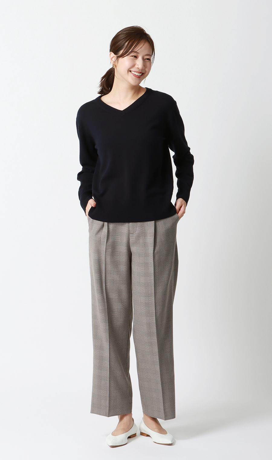 ワンタックセミワイドパンツ【裾上げ済み】 グレー S