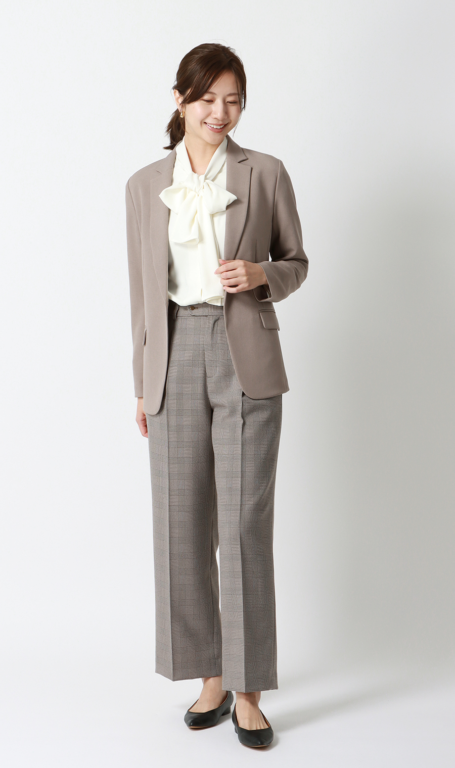 ワンタックセミワイドパンツ【裾上げ済み】 グレー S