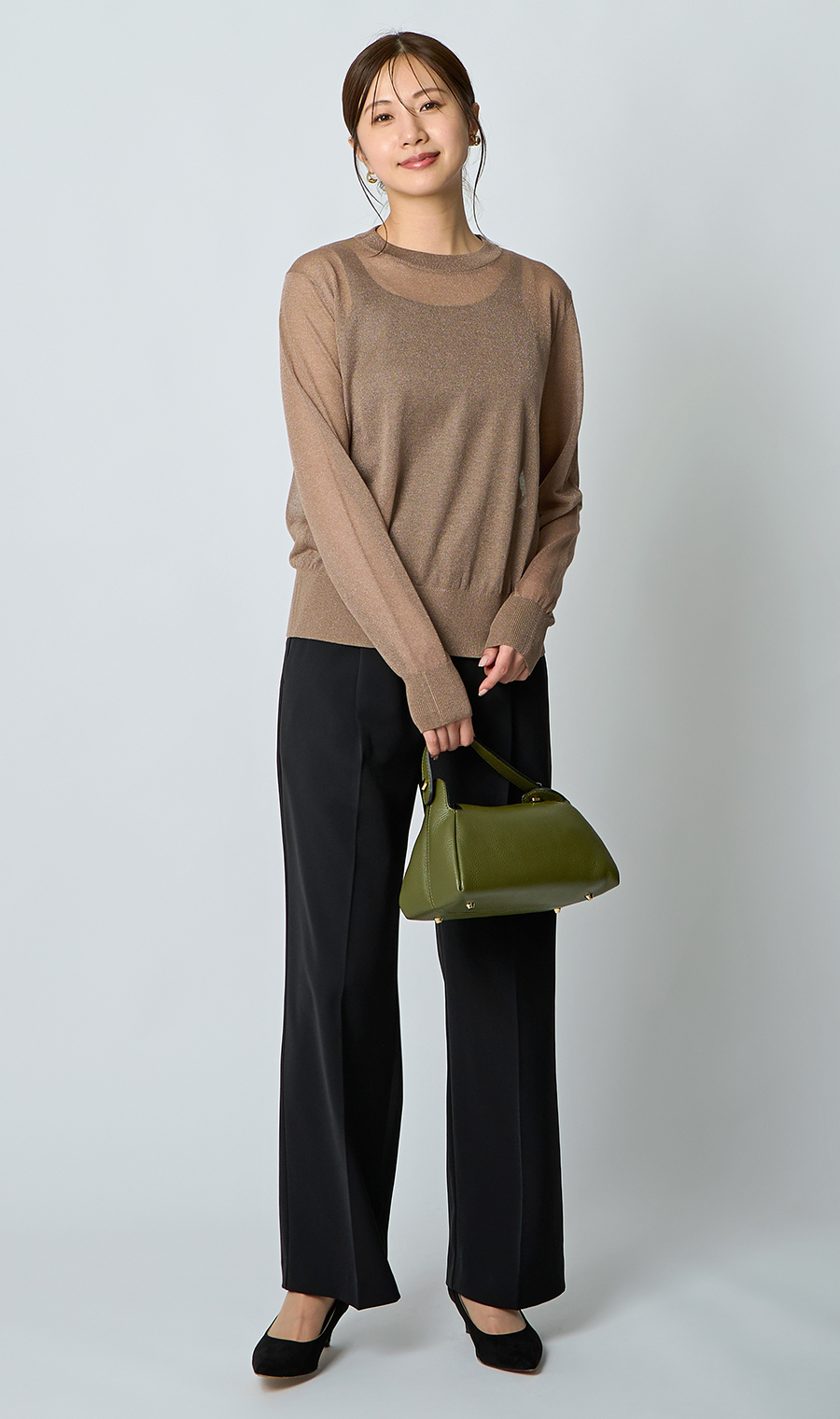 わたしの推しパン【ワイドパンツ】【裾上げ済み】 ブラック S