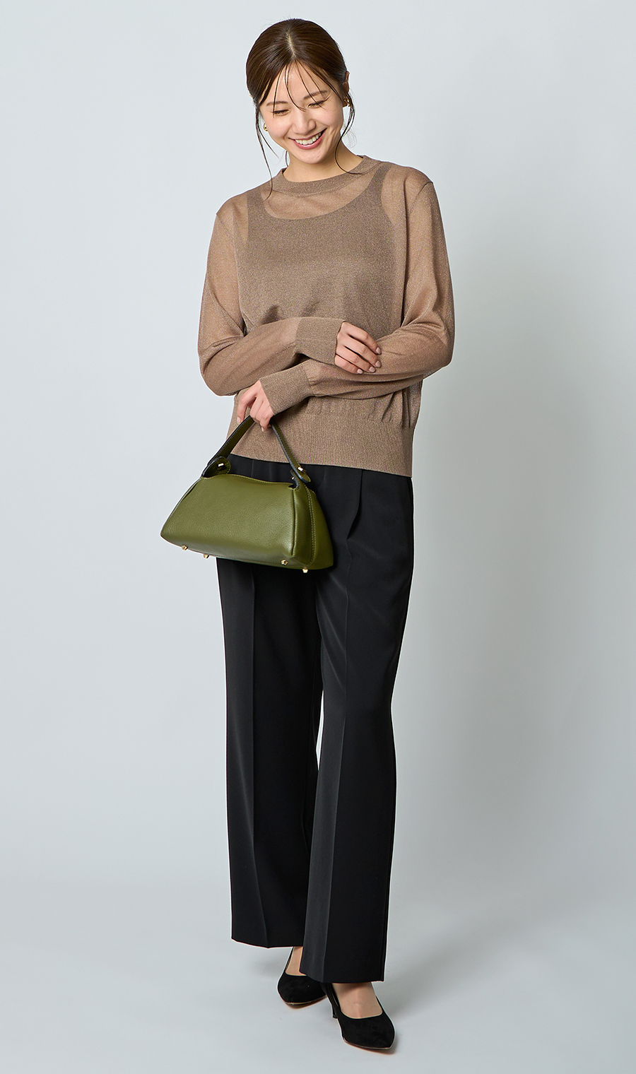 わたしの推しパン【ワイドパンツ】【裾上げ済み】 ブラック S