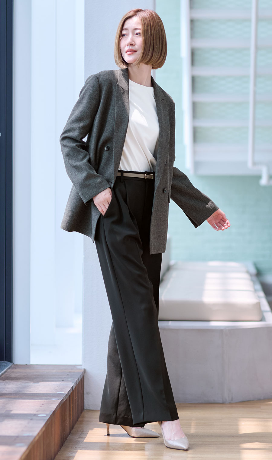 わたしの推しパン【ワイドパンツ】【裾上げ済み】 ブラック S