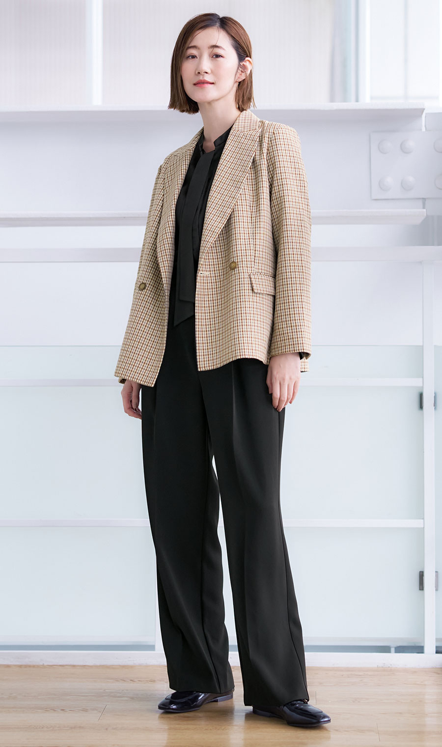 わたしの推しパン【ワイドパンツ】【裾上げ済み】 ブラック S