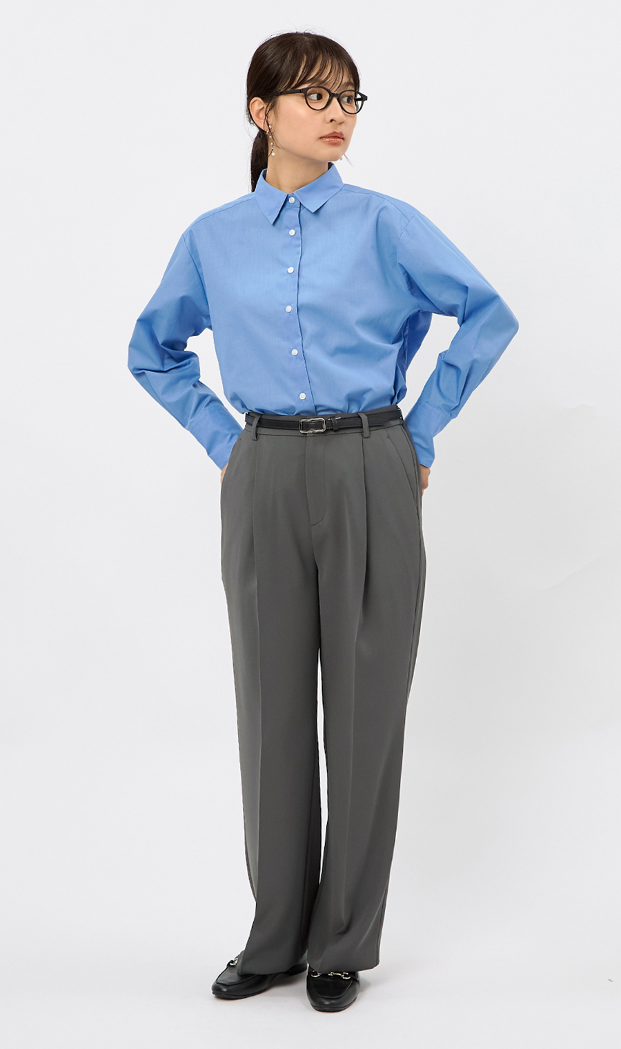 わたしの推しパン【ワイドパンツ】【裾上げ済み】 チャコール S