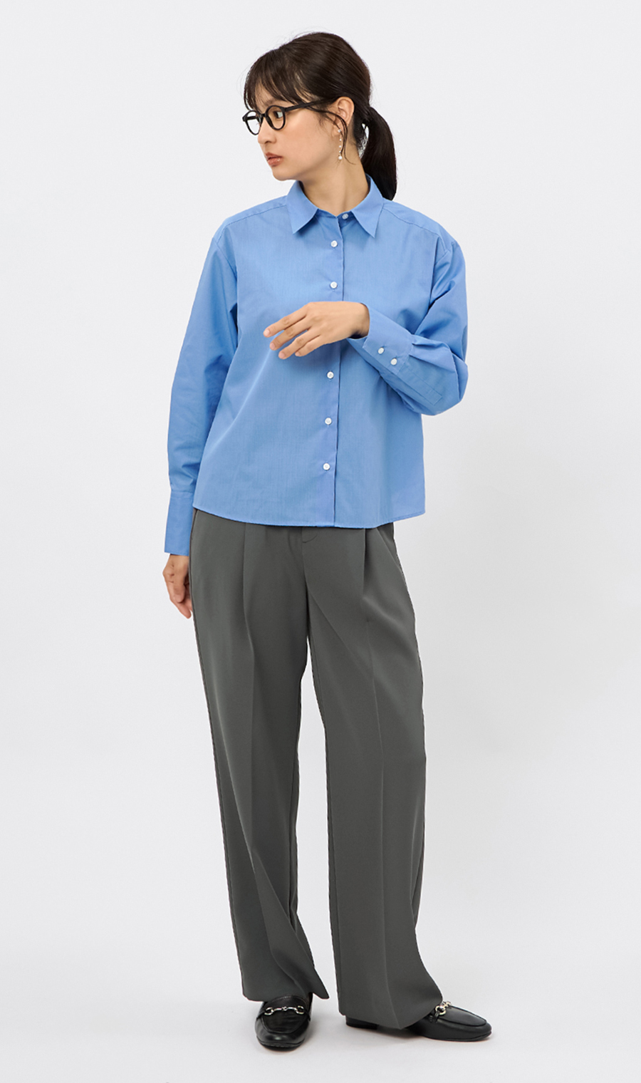 わたしの推しパン【ワイドパンツ】【裾上げ済み】 チャコール S