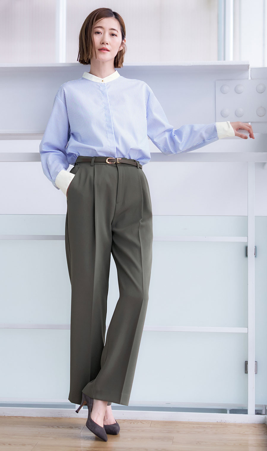 わたしの推しパン【ワイドパンツ】【裾上げ済み】 チャコール S