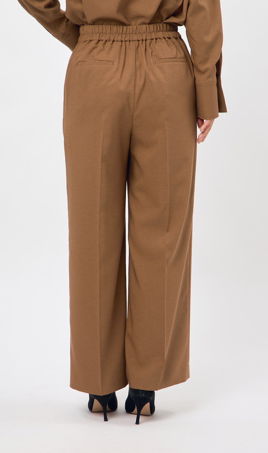 ワイドパンツ【セットアップ着用可】【裾上げ済み】 ブラウン S