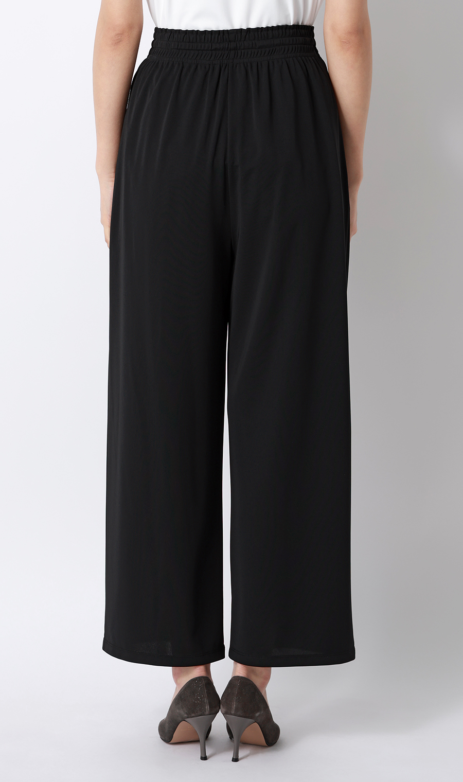 ドローコードワイドパンツ【涼】【セットアップ着用可】【裾上げ済み】 ブラック S