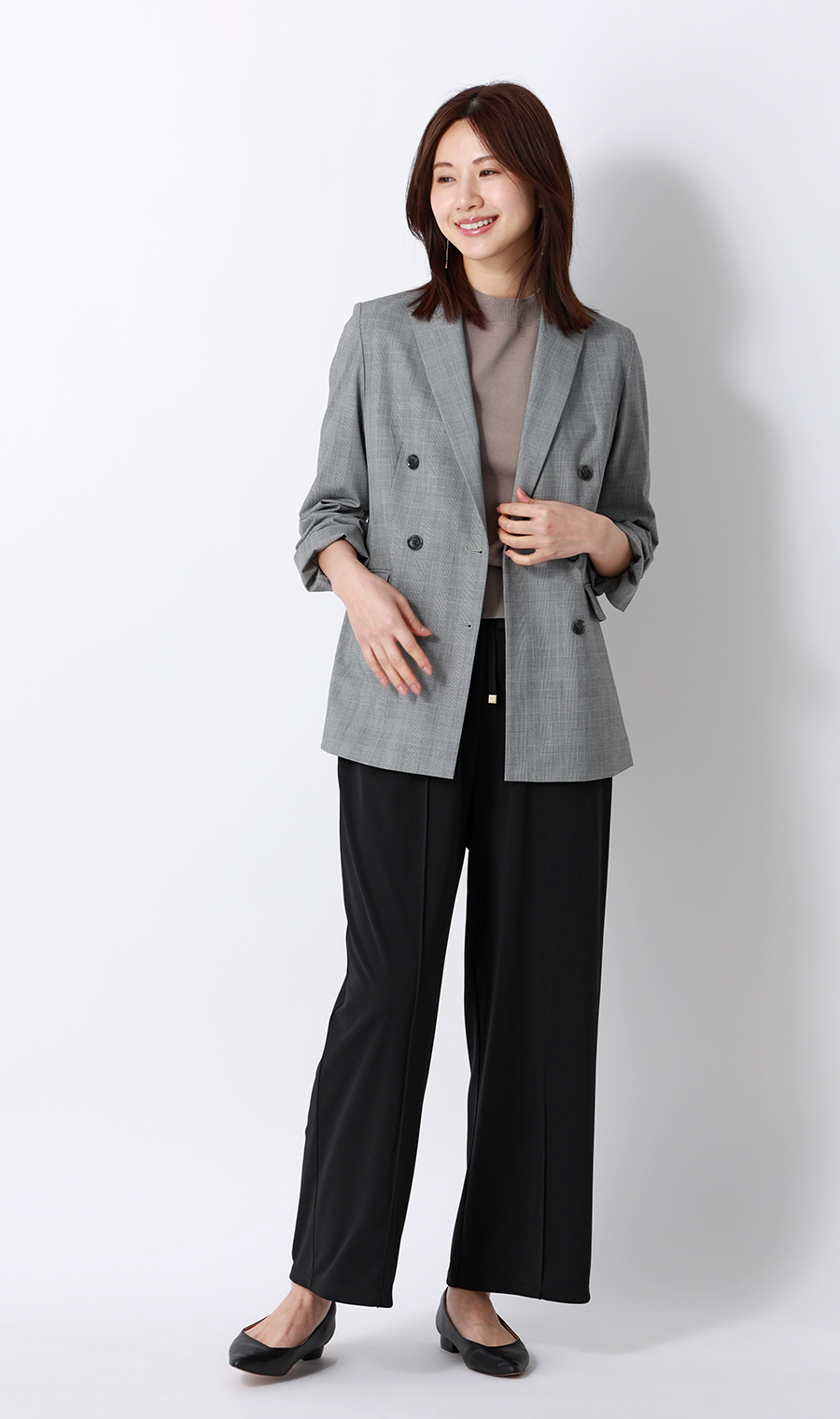 ドローコードワイドパンツ【涼】【セットアップ着用可】【裾上げ済み】 ブラック S