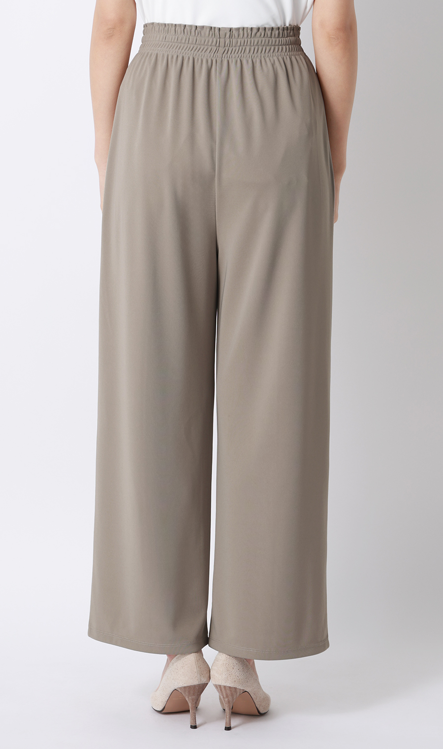 ドローコードワイドパンツ【涼】【セットアップ着用可】【裾上げ済み】 グレージュ S