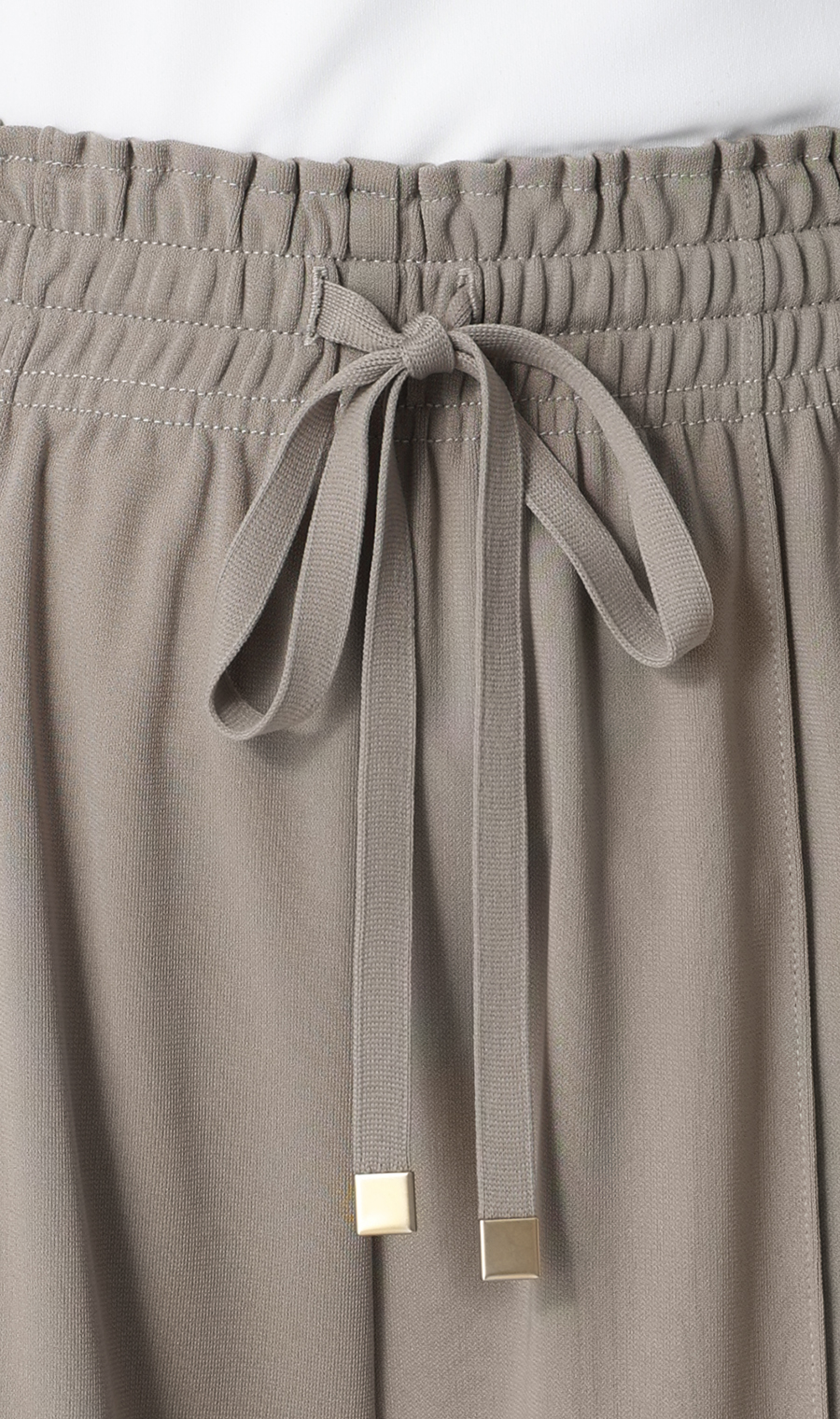 ドローコードワイドパンツ【涼】【セットアップ着用可】【裾上げ済み】 グレージュ S