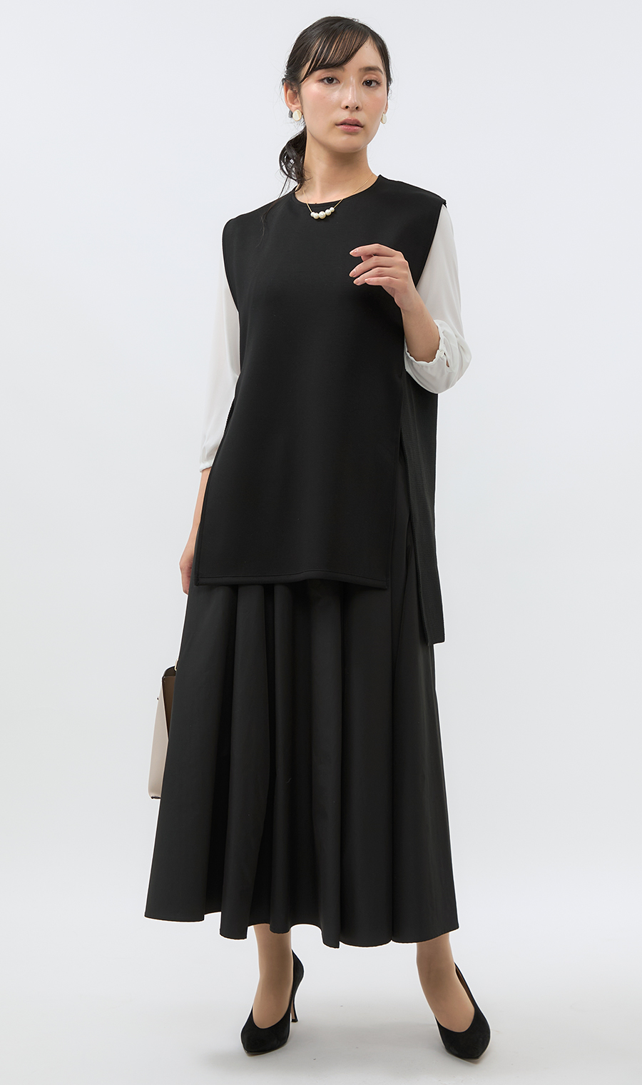 ■イレギュラーコクーンギャザースカート【WEB限定】 ブラック M