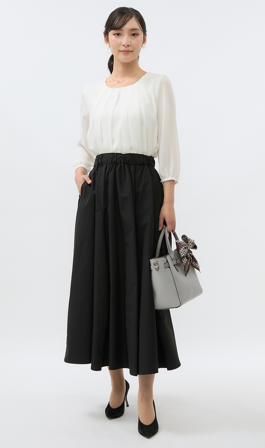 ■イレギュラーコクーンギャザースカート【WEB限定】 ブラック M