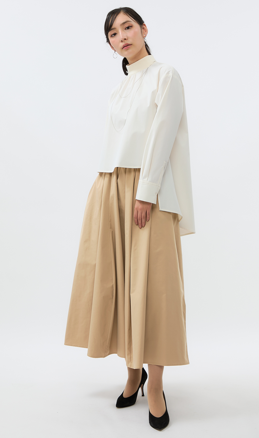 ■イレギュラーコクーンギャザースカート【WEB限定】 ベージュ M