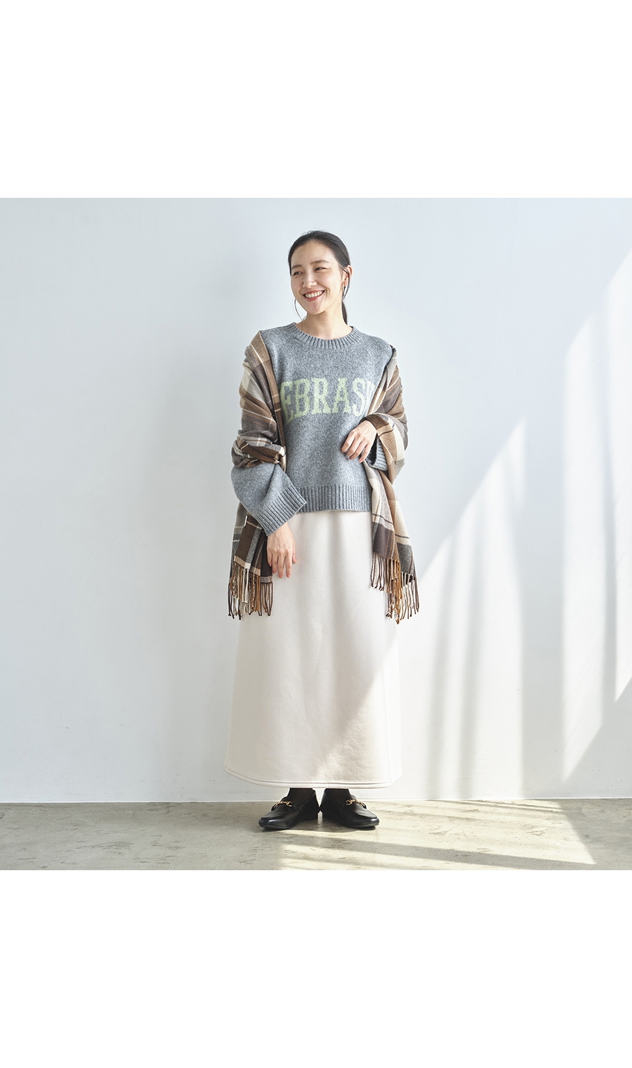 あったかAラインスカート［裏起毛］［WEB限定］ ベージュ M