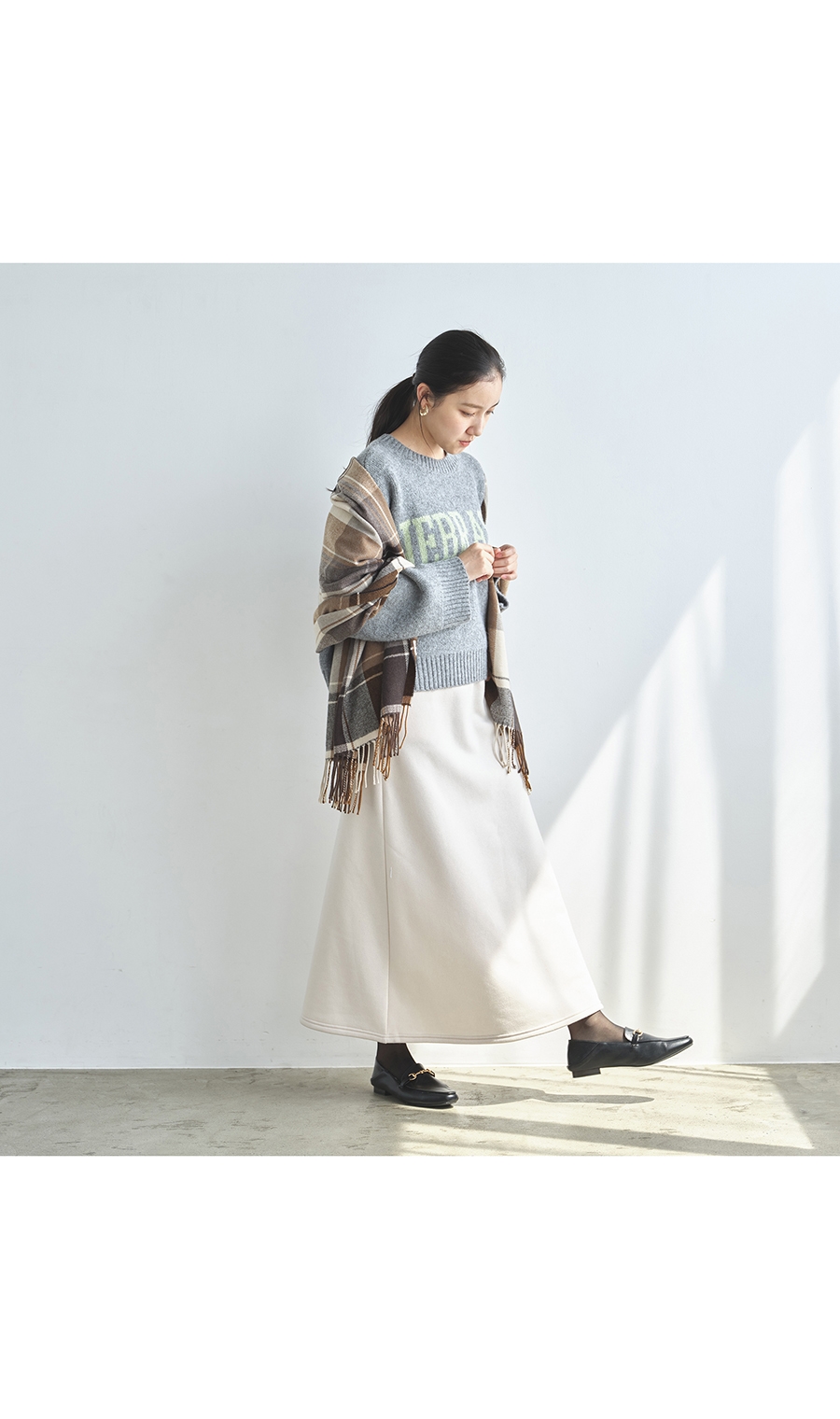 あったかAラインスカート［裏起毛］［WEB限定］ ベージュ M