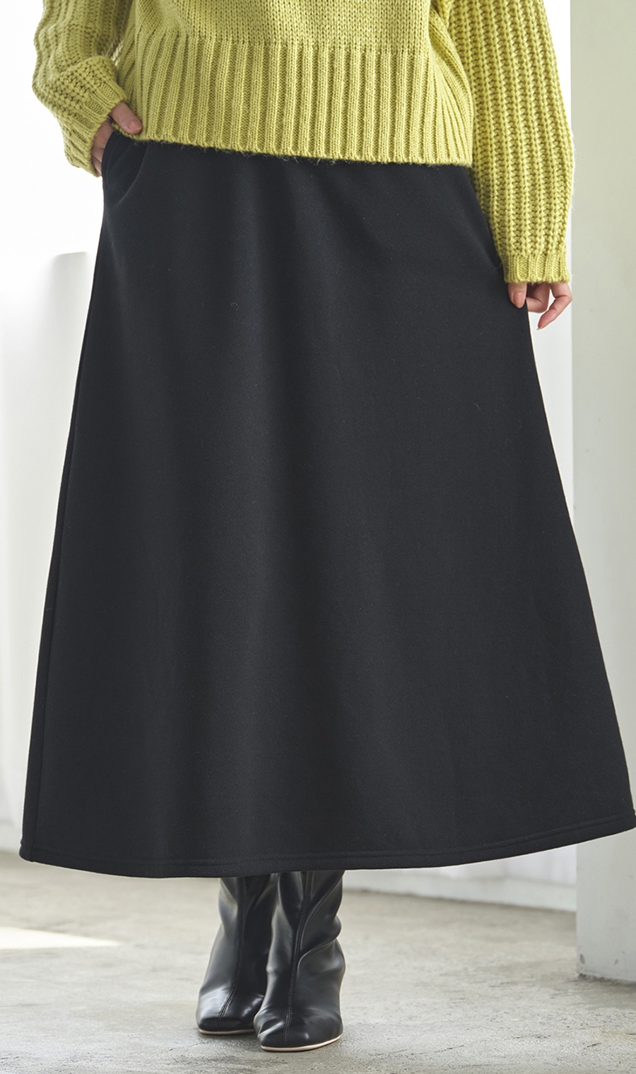 あったかAラインスカート［裏起毛］［WEB限定］ ブラック M