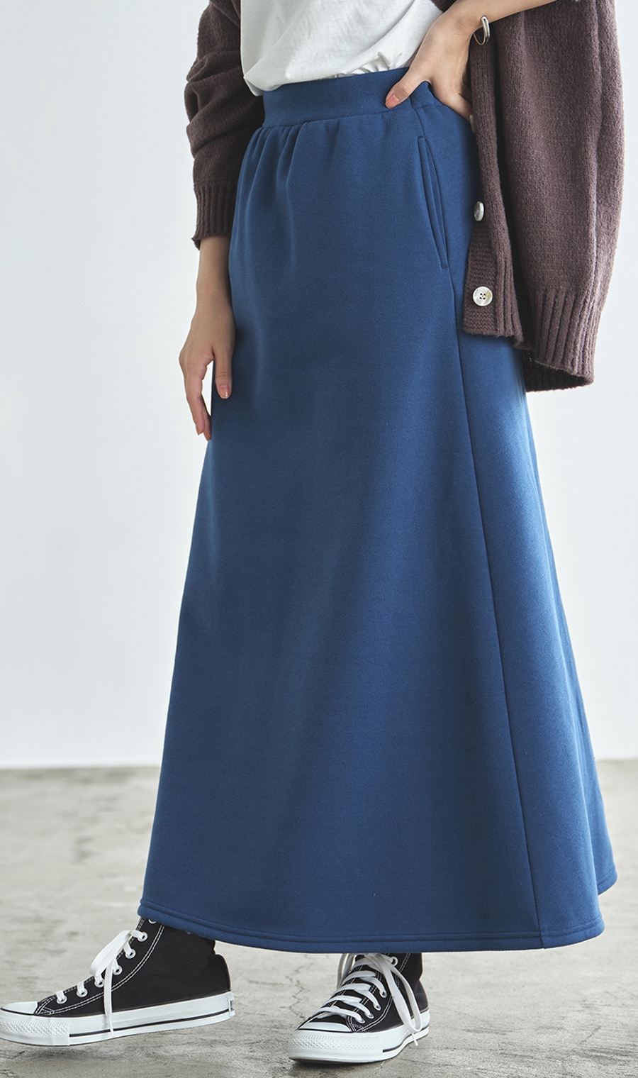あったかAラインスカート［裏起毛］［WEB限定］ ブルー M