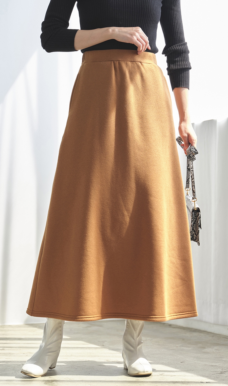 あったかAラインスカート［裏起毛］［WEB限定］ ブラウン M