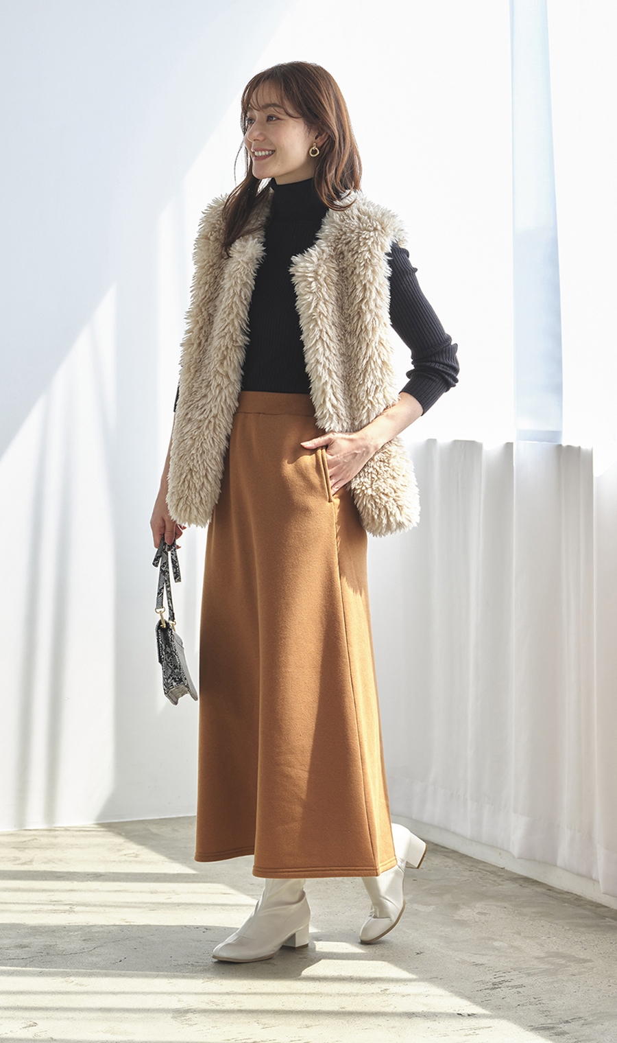 あったかAラインスカート［裏起毛］［WEB限定］ ブラウン M