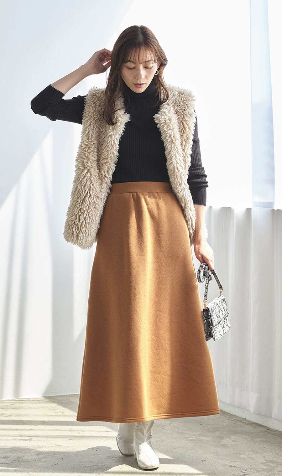 あったかAラインスカート［裏起毛］［WEB限定］ ブラウン M