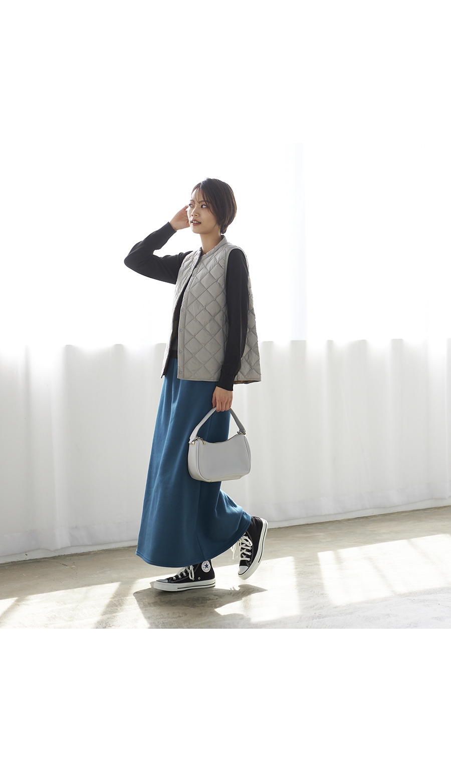 あったかAラインスカート［裏起毛］［WEB限定］ ブルー M