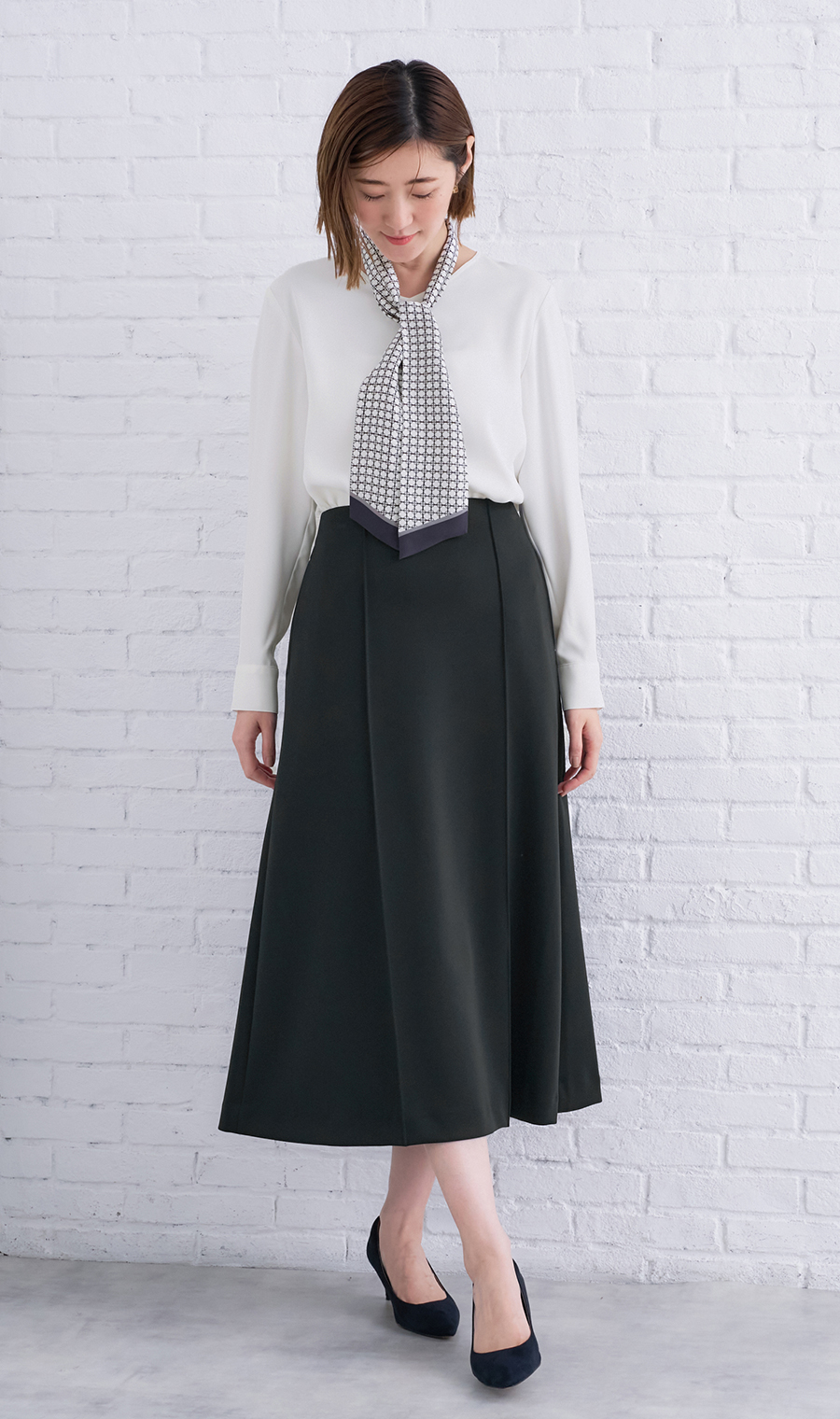 ダンボールニットフレアスカート【セットアップ着用可】 ネイビー M