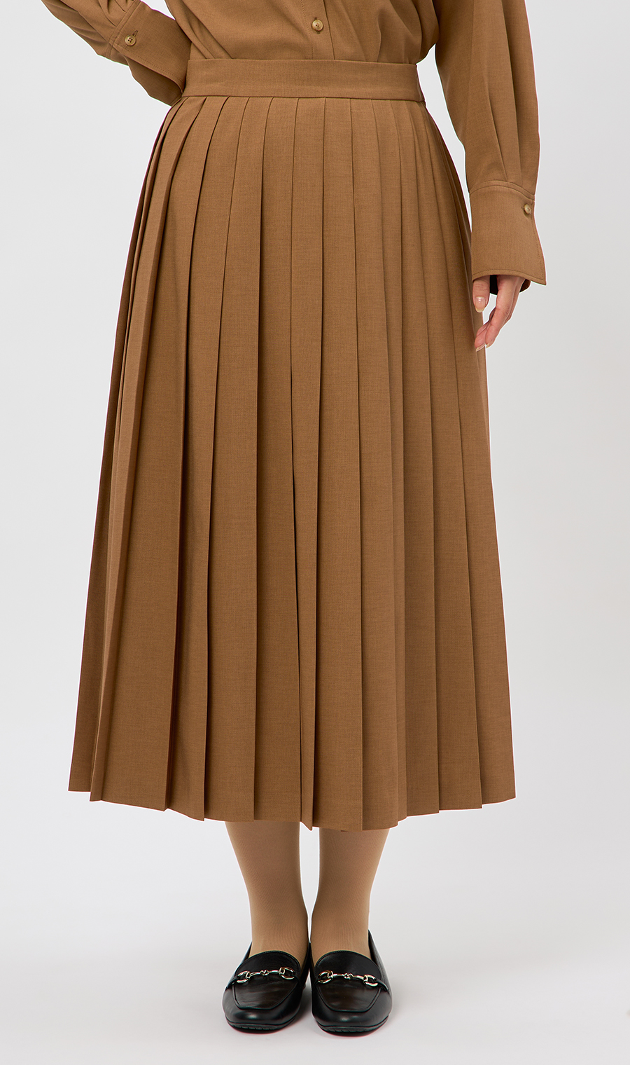 プリーツスカート【セットアップ着用可】 ブラウン S