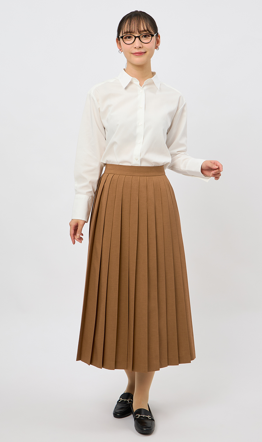 プリーツスカート【セットアップ着用可】 ブラウン S
