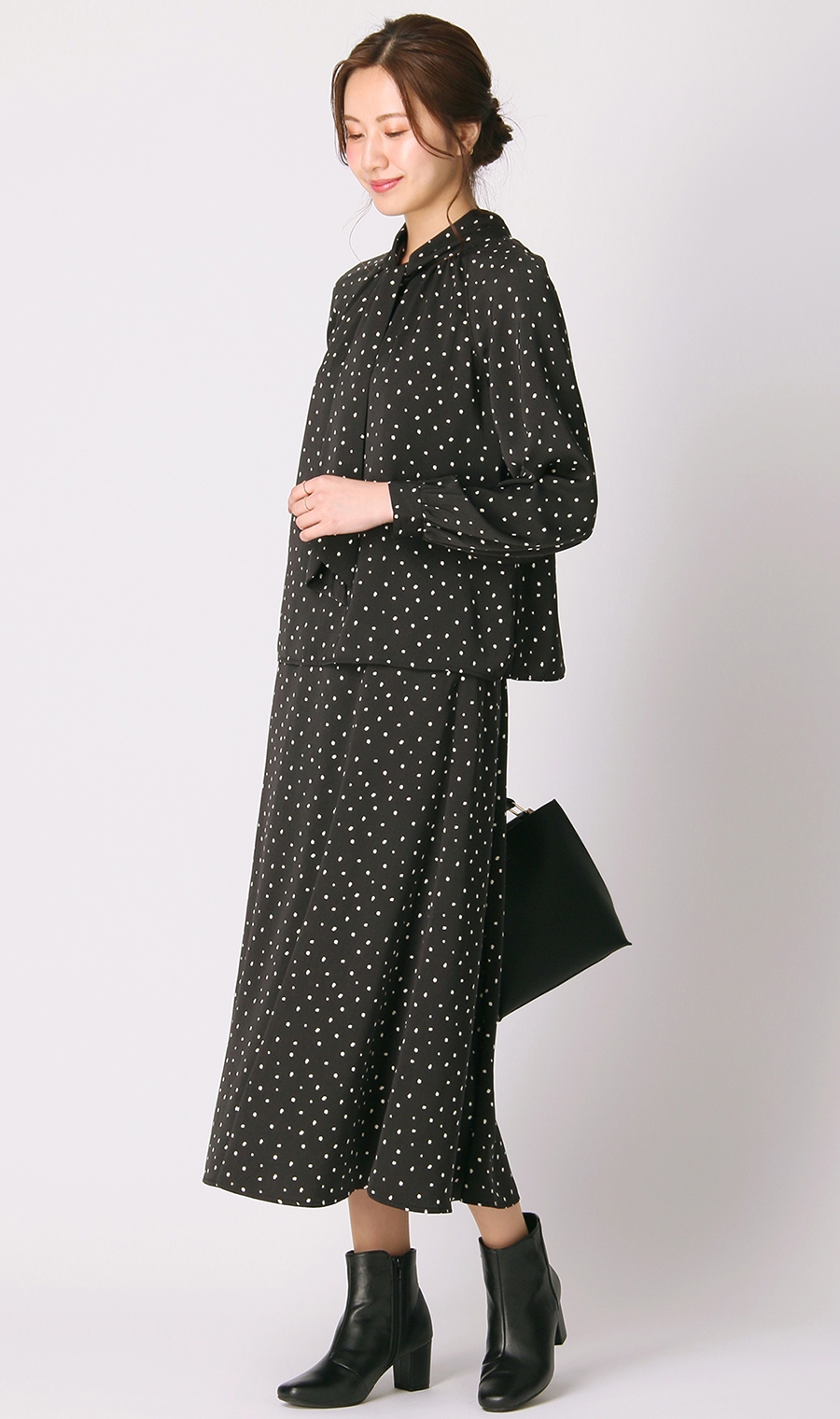 ロングフレアスカート《セットアップ着用可》 ブラック M