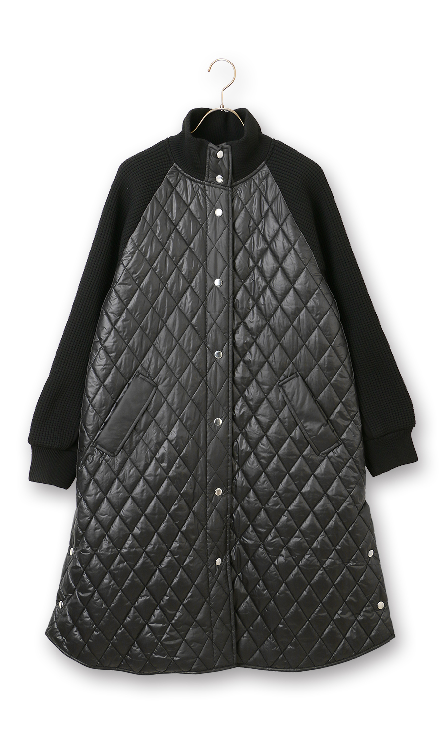キルト×ニットドッキングロングコート【WEB限定】 ブラック M