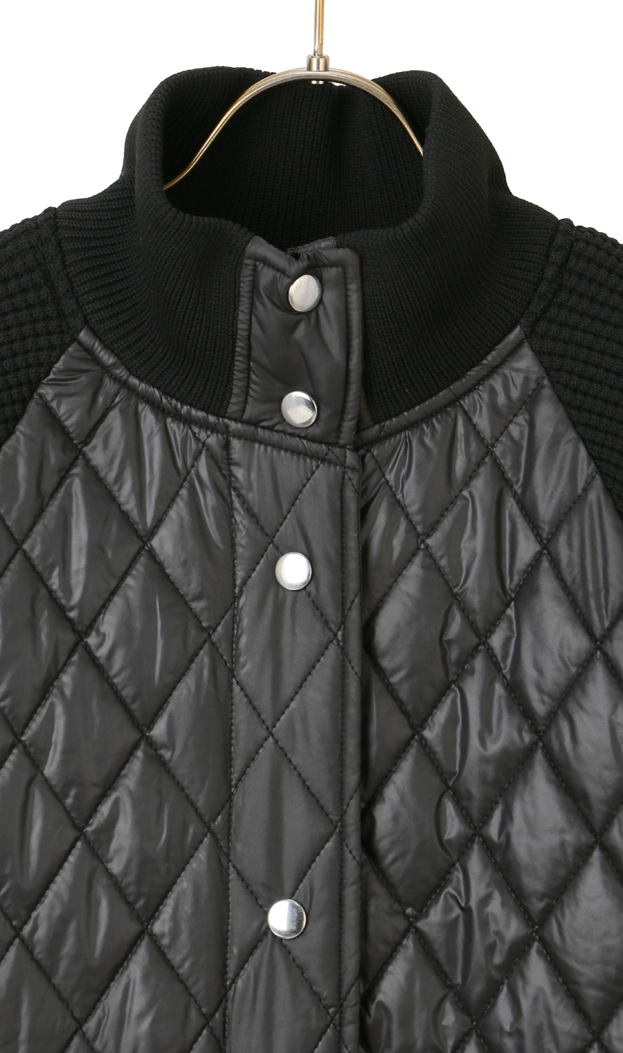 キルト×ニットドッキングロングコート【WEB限定】 ブラック M