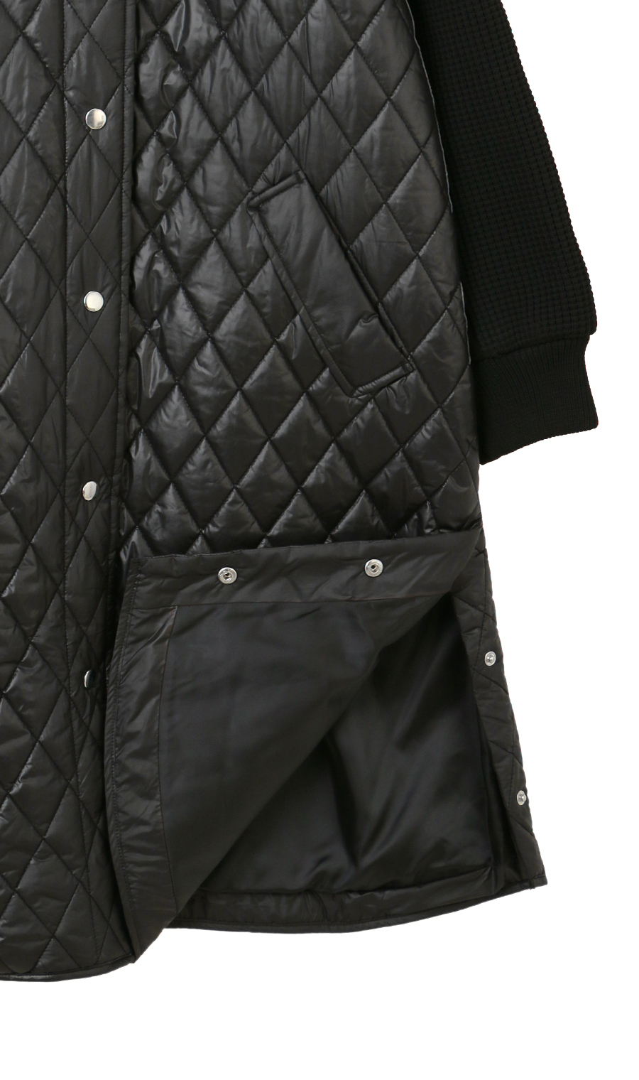 キルト×ニットドッキングロングコート【WEB限定】 ブラック M