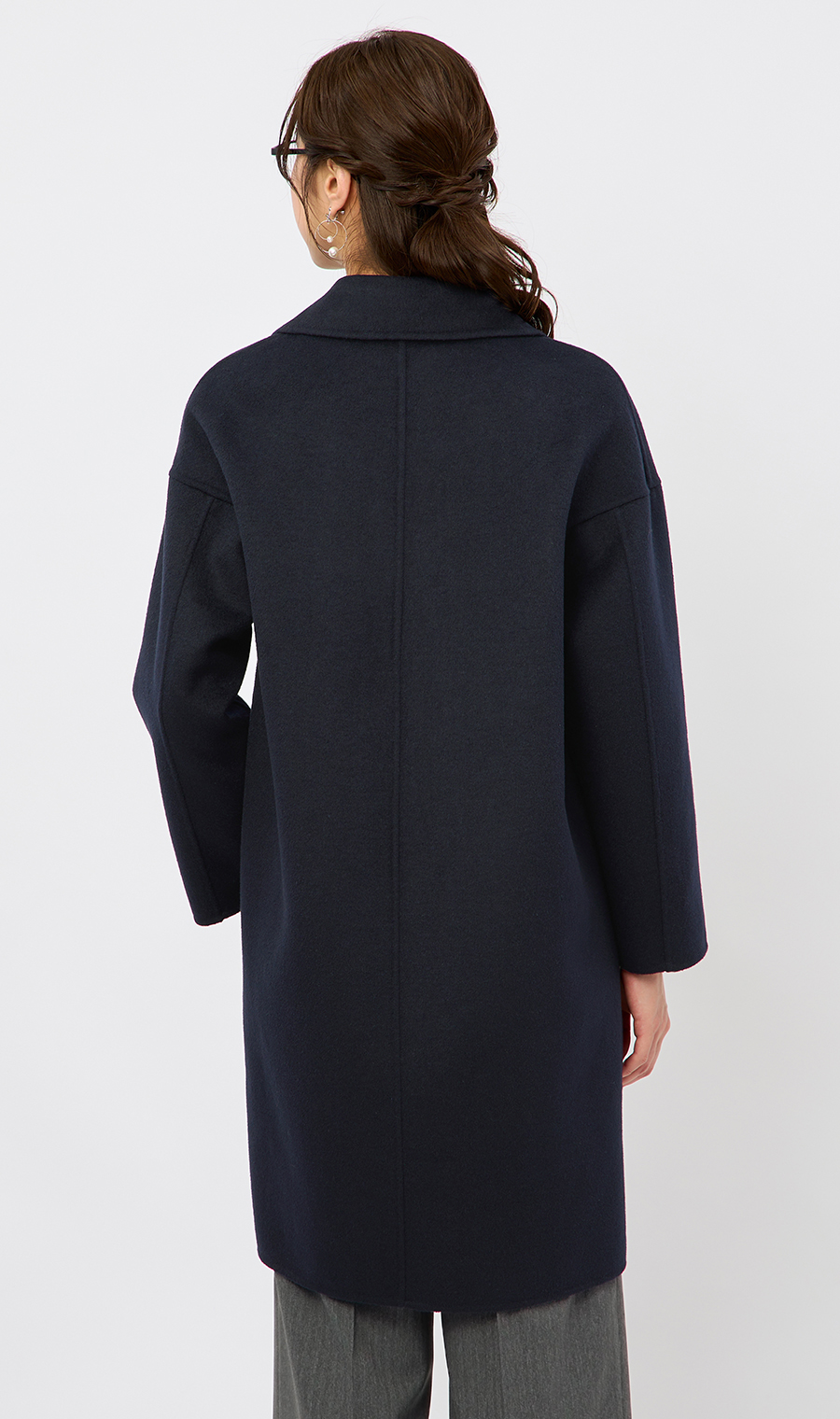 リバーAラインコート【ウール混】【ミドル丈】 ネイビー M