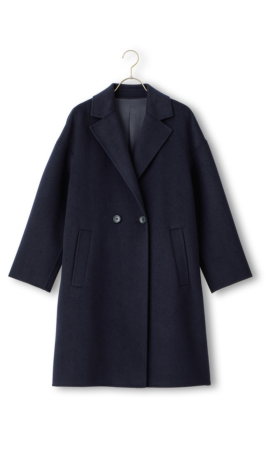 リバーAラインコート【ウール混】【ミドル丈】 ネイビー M