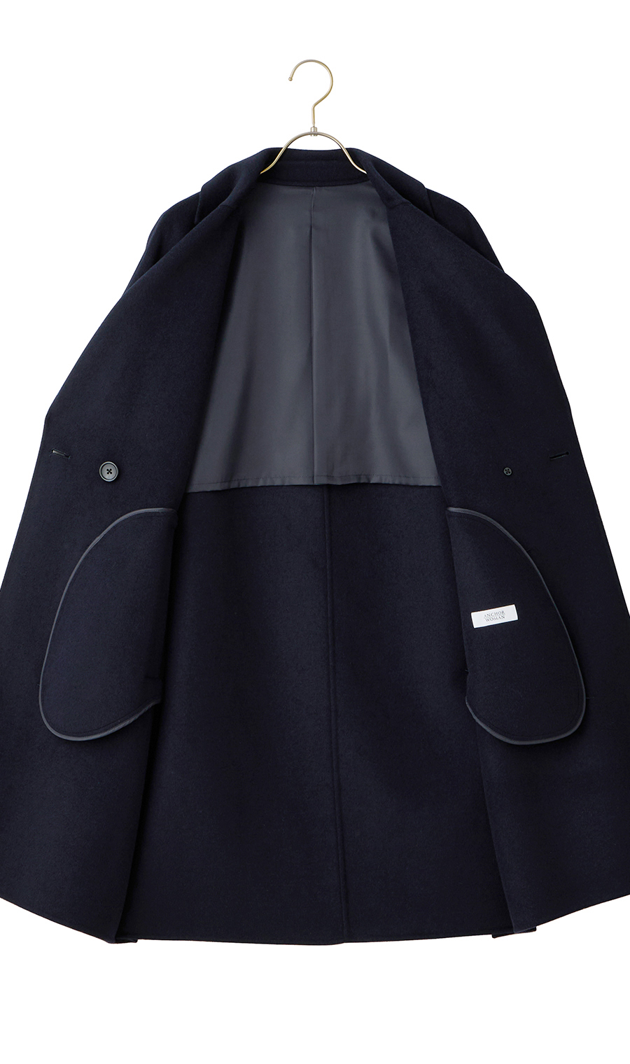 リバーAラインコート【ウール混】【ミドル丈】 ネイビー M