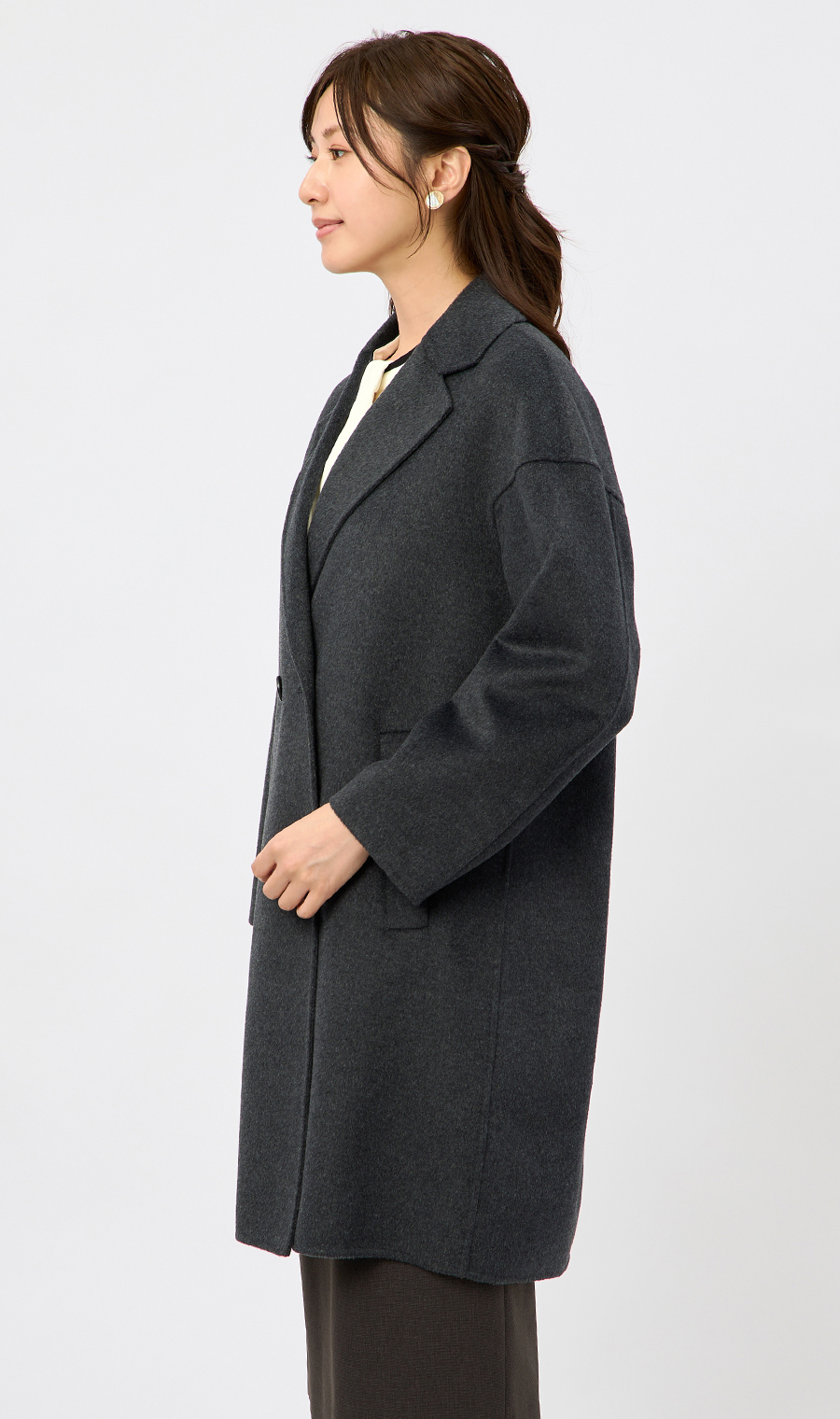 リバーAラインコート【ウール混】【ミドル丈】 グレー M