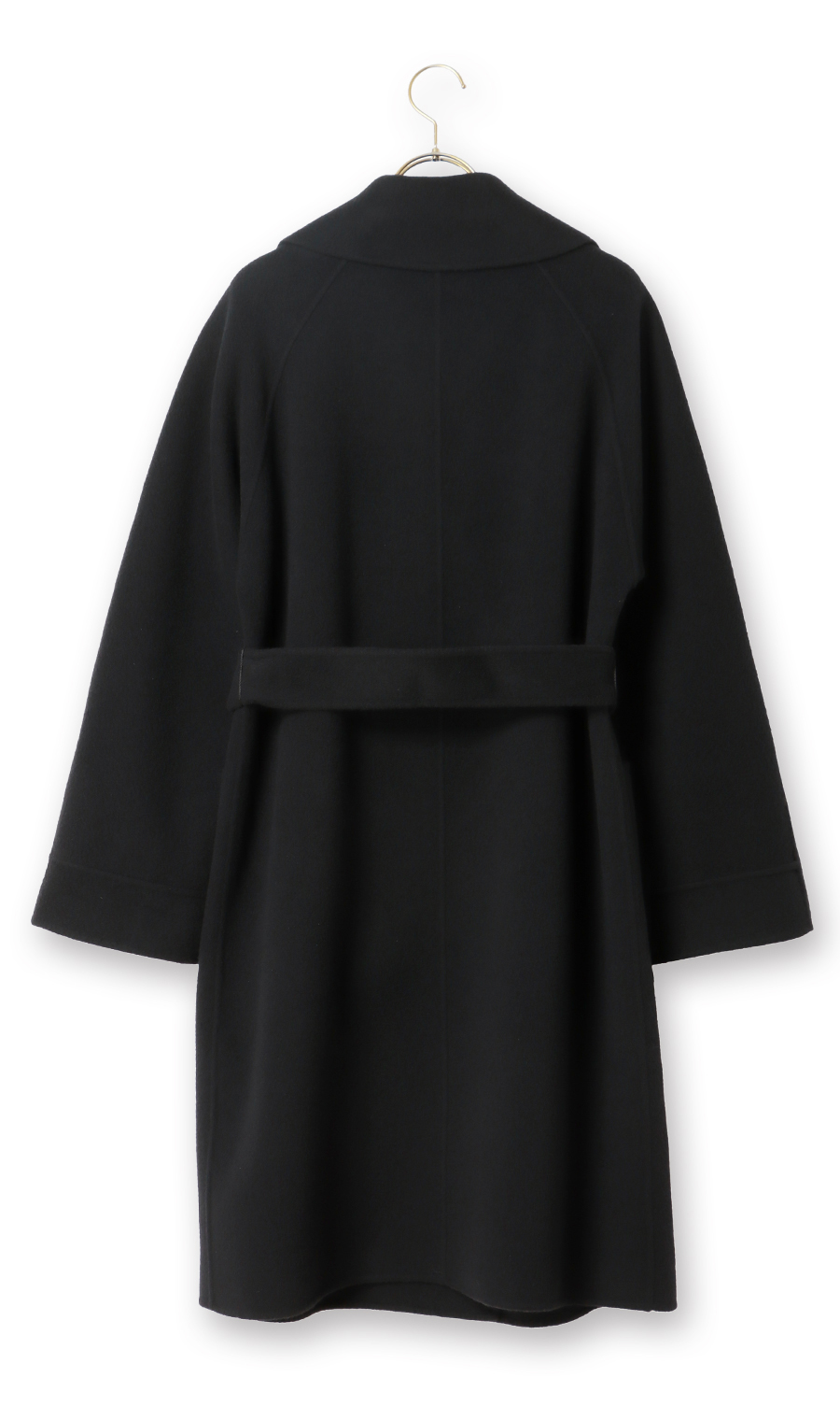 ベルト付きビックカラーコート【カシミヤ混ウール】【WEB限定】 ブラック L