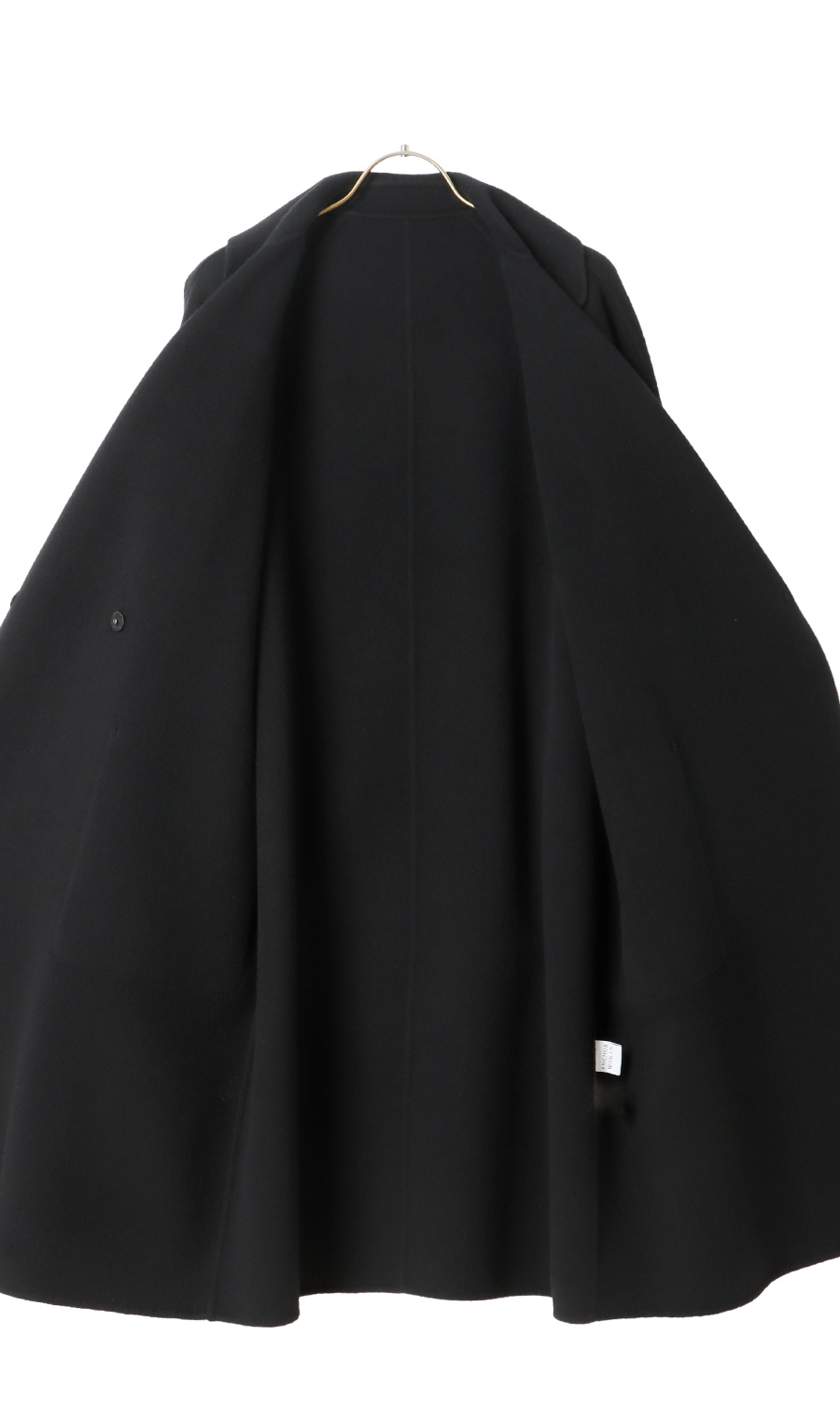 ベルト付きビックカラーコート【カシミヤ混ウール】【WEB限定】 ブラック L